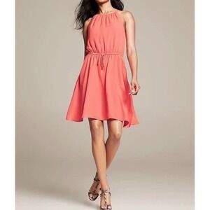 Banana Republic Coral Capri Cinch Waist Dress 6 Cut Out Lined Pockets Sleeveless